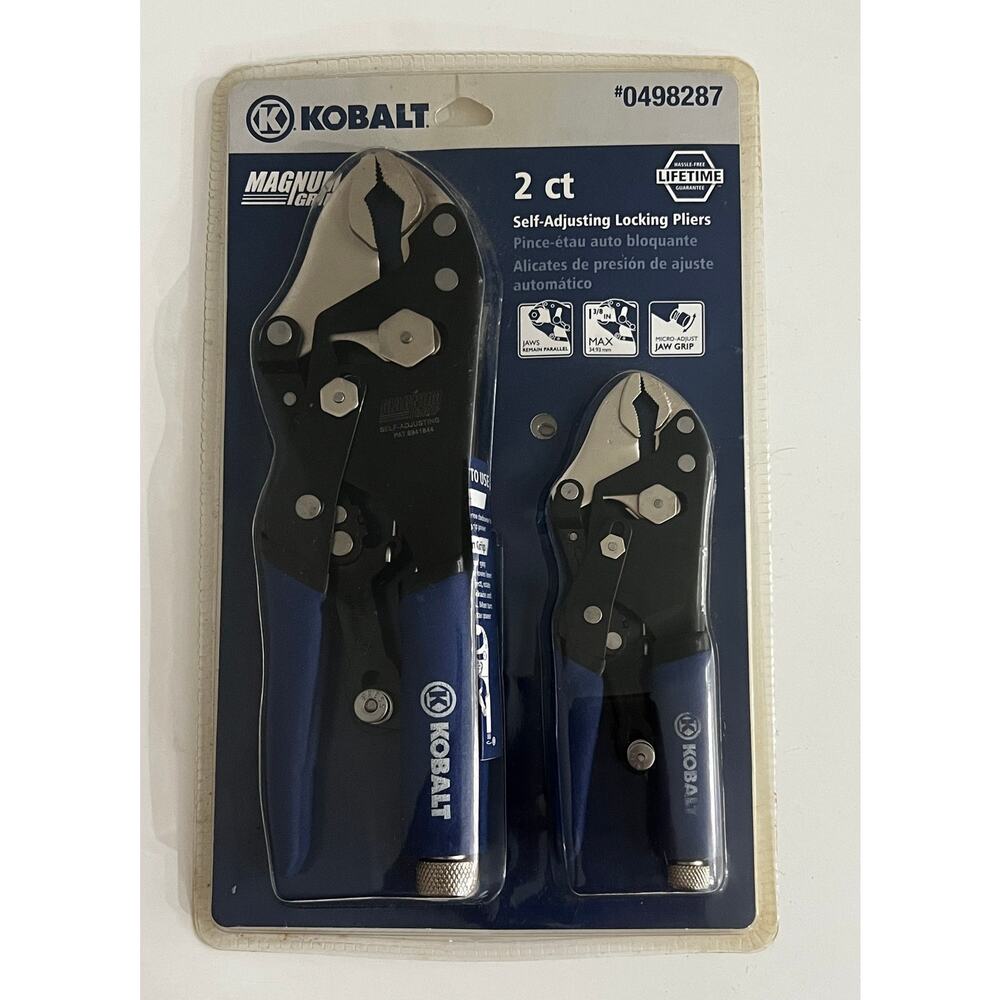 Kobalt Magnum Grip 2-Piece Self Adjusting Locking Pliers 9 in. and 6 in. NEW
